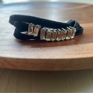 Lucky Brand Boho Black Leather and Gemstones Layered Bracelet